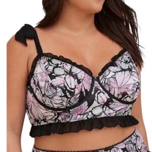 Torrid Curve Satin Ruffle Floral Underwire Bra Size 3X